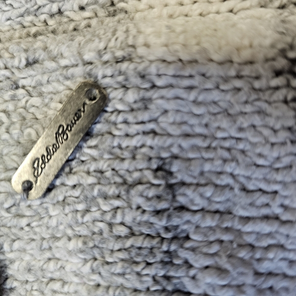 Eddie Bauer Lounge Sleepwear Cozy Hooded Open Front Cardigan Grey Stripe - Picture 16 of 16